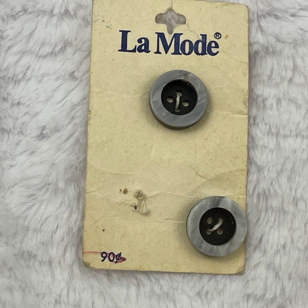 La Mode, 3/4" Marbled Gray Vintage Buttons, #63401 Italy, Size 28, Set of 2